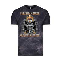 Cloud Black jesus christian biker never ride alone Vintage Tee - ArtMosaic