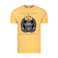 Vintage Mustard jesus christian biker never ride alone Vintage Tee - ArtMosaic