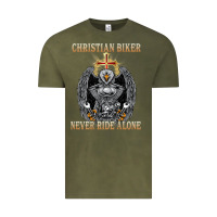 Vintage Olive jesus christian biker never ride alone Vintage Tee - ArtMosaic