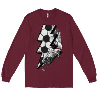 Burgundy Lightning bolt Soccer Long Sleeve Tee - HowdyJamesFarm