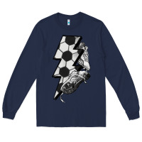 Navy Lightning bolt Soccer Long Sleeve Tee - HowdyJamesFarm