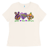 Bone Peace Love Mardi Gras Ladies Tee - BundleAndBundleShop