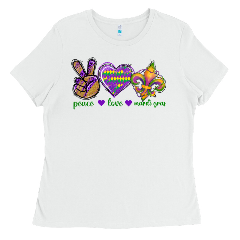 Peace Love Mardi Gras Ladies Tee by BundleAndBundleShop | Teevron