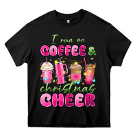 Black i run on coffee and christmas cheer Heavy Core Tee - MaliasSmallBusiness