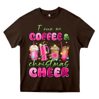Chocolate Brown i run on coffee and christmas cheer Heavy Core Tee - MaliasSmallBusiness