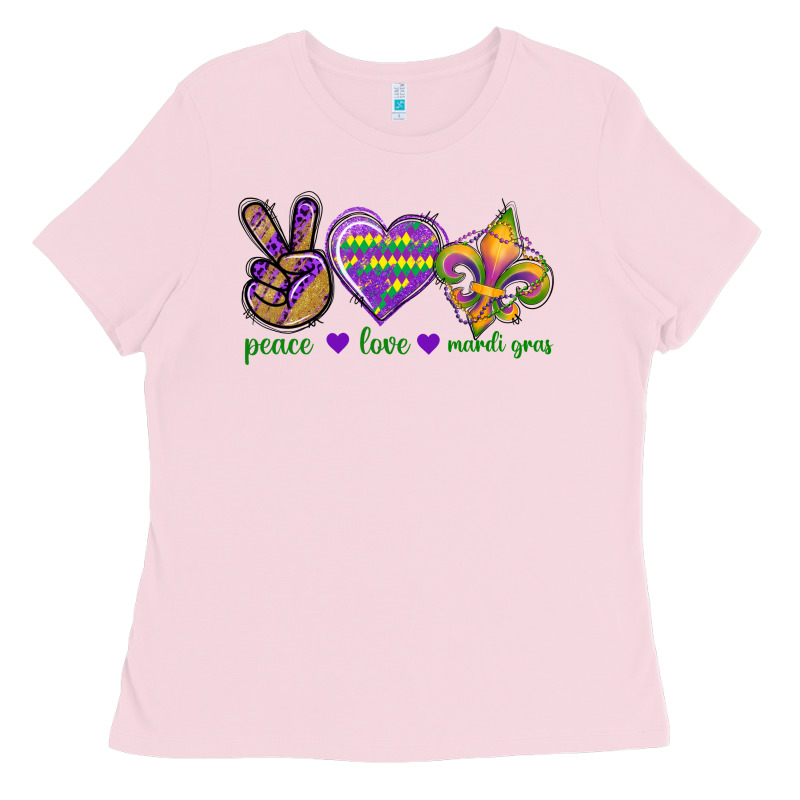 Peace Love Mardi Gras Ladies Tee by BundleAndBundleShop | Teevron