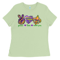 Matcha Peace Love Mardi Gras Ladies Tee - BundleAndBundleShop