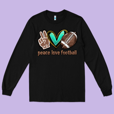 Peace Love Football Long Sleeve Tee Designed By Howdyjamesfarm
