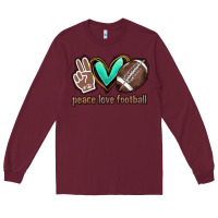 Burgundy Peace love football Long Sleeve Tee - HowdyJamesFarm