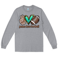 Heather Grey Peace love football Long Sleeve Tee - HowdyJamesFarm