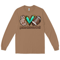 Toasted Coconut Peace love football Long Sleeve Tee - HowdyJamesFarm