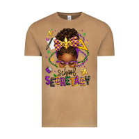 Mardi Gras School Secretary Afro Messy Bun Vintage Tee | Teevron