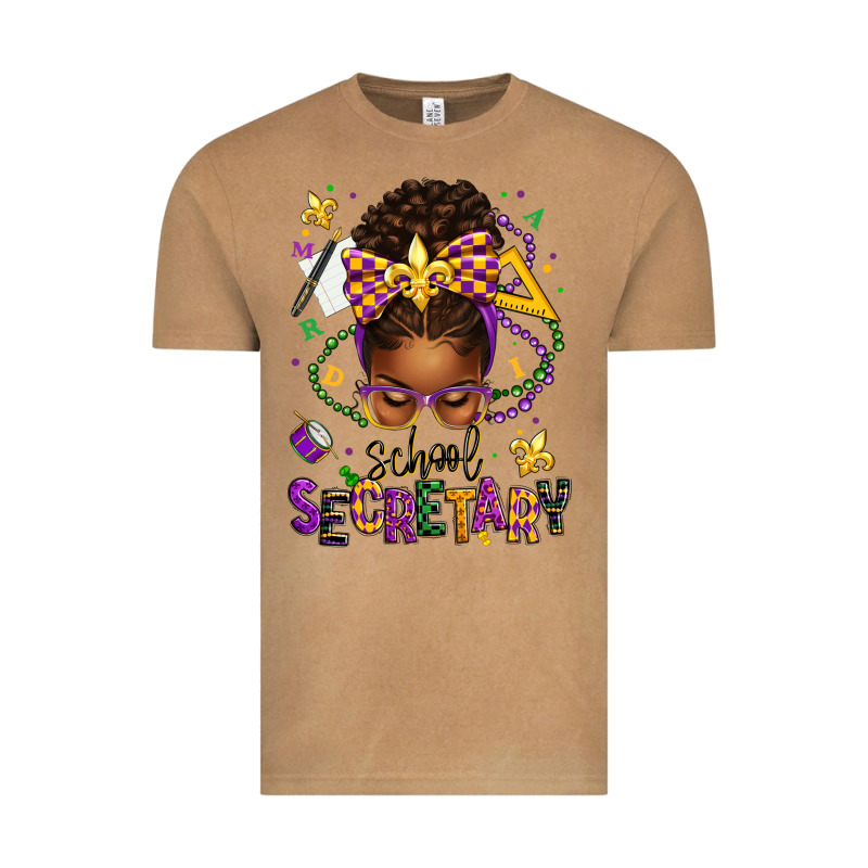 Mardi Gras School Secretary Afro Messy Bun Vintage Tee by texasbilliewilder | Teevron