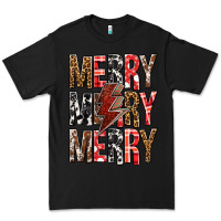 Black Merry Merry Merry Christmas Lightning Bolt Premium Tee - BundleAndBundleShop