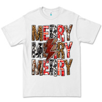 White Merry Merry Merry Christmas Lightning Bolt Premium Tee - BundleAndBundleShop