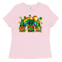 Bubblegum Pink st. patricks  gnomies with rainbow Ladies Tee - BundleAndBundleShop
