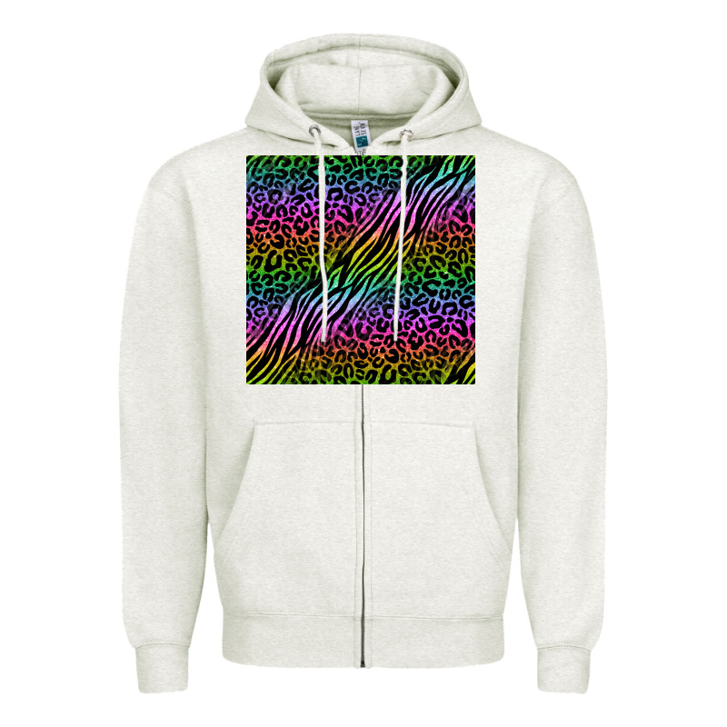 Neon Glitter Safari Seamless Pattern Zipper Hoodie by BundleAndBundleShop | Teevron