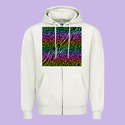 Neon Glitter Safari Seamless Pattern Zipper Hoodie Designed By Bundleandbundleshop