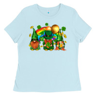 Baby Blue st. patricks  gnomies with rainbow Ladies Tee - BundleAndBundleShop