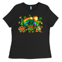 St. Patricks  Gnomies With Rainbow Ladies Tee | Teevron