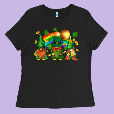 St. Patricks  Gnomies With Rainbow Ladies Tee Designed By Bundleandbundleshop