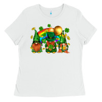 White st. patricks  gnomies with rainbow Ladies Tee - BundleAndBundleShop