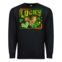 Black lucky st patricks day hearts Premium Sweatshirt - LillyAllenDesigns