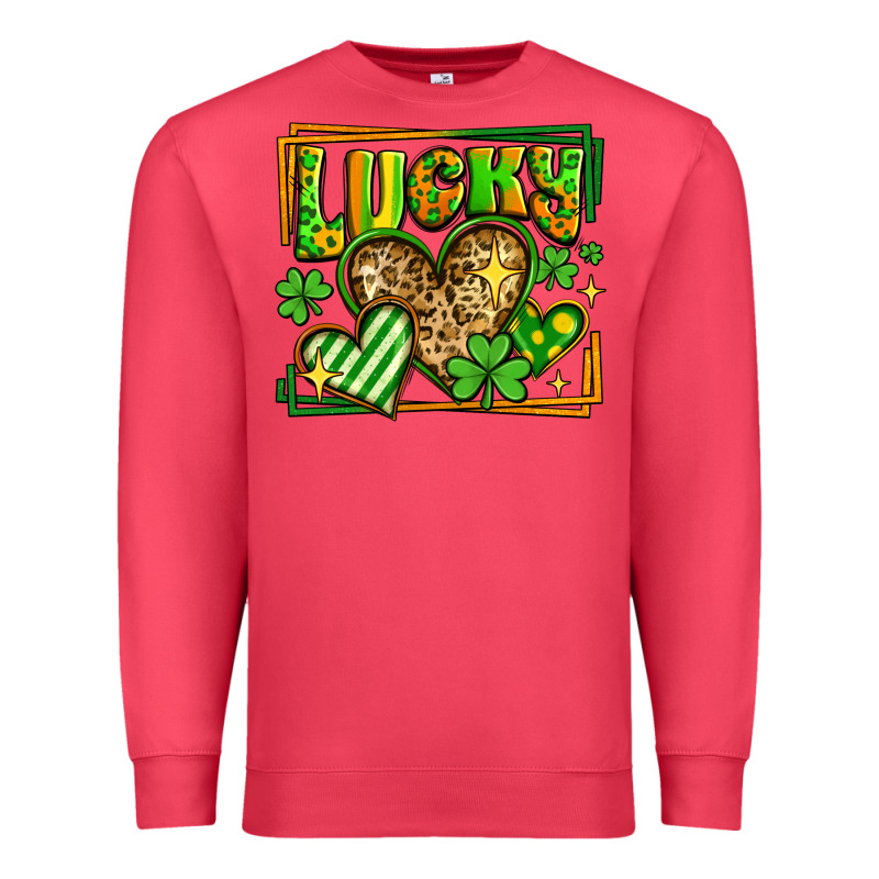 Lucky St Patricks Day Hearts Premium Sweatshirt by LillyAllenDesigns | Teevron