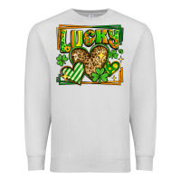 Dove Grey lucky st patricks day hearts Premium Sweatshirt - LillyAllenDesigns