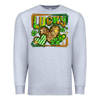 Heather Grey lucky st patricks day hearts Premium Sweatshirt - LillyAllenDesigns