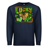 Navy lucky st patricks day hearts Premium Sweatshirt - LillyAllenDesigns