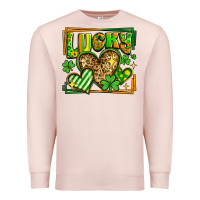 Pale Pink lucky st patricks day hearts Premium Sweatshirt - LillyAllenDesigns