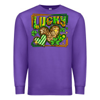 Purple lucky st patricks day hearts Premium Sweatshirt - LillyAllenDesigns