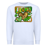 White lucky st patricks day hearts Premium Sweatshirt - LillyAllenDesigns