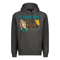 Charcoal Heather İn Everything Give Thanks Premium Hoodie - BundleAndBundleShop