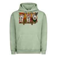 Pigment Oil Green Christmas alpacas Urban Hoodie - BarkalooDesign