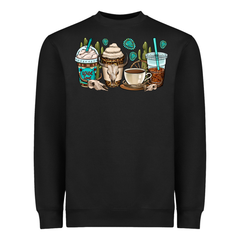 Bull Skull Coffee Cups Heavyweight Sweatshirt by OliviaCreatesArt | Teevron