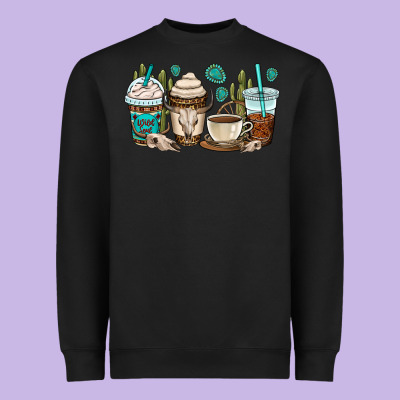 Bull Skull Coffee Cups Heavyweight Sweatshirt Designed By Oliviacreatesart