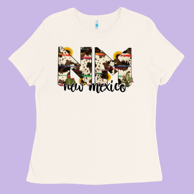 New Mexico State Cowhide Serape Cactus Ladies Tee Designed By Ranaportraitstore