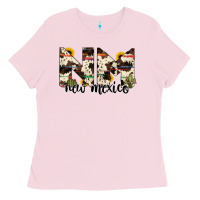 Bubblegum Pink new mexico state cowhide serape cactus Ladies Tee - RanaPortraitStore