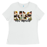 White new mexico state cowhide serape cactus Ladies Tee - RanaPortraitStore
