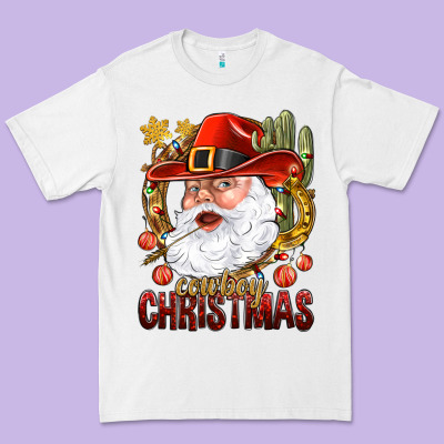 Cowboy Christmas Santa Premium Tee Designed By Bundleandbundleshop