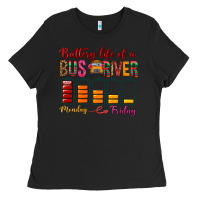 Black Battery Life Of A Bus Driver Ladies Tee - BundleAndBundleShop