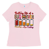Bubblegum Pink Battery Life Of A Bus Driver Ladies Tee - BundleAndBundleShop