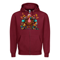 Burgundy Thankful Zipper Hoodie - BundleAndBundleShop