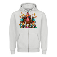 Dove Grey Thankful Zipper Hoodie - BundleAndBundleShop