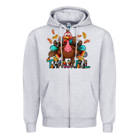 Heather Grey Thankful Zipper Hoodie - BundleAndBundleShop