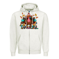 Oatmeal Heather Thankful Zipper Hoodie - BundleAndBundleShop