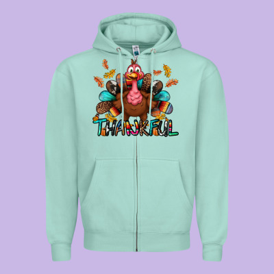 Thankful Zipper Hoodie Designed By Bundleandbundleshop