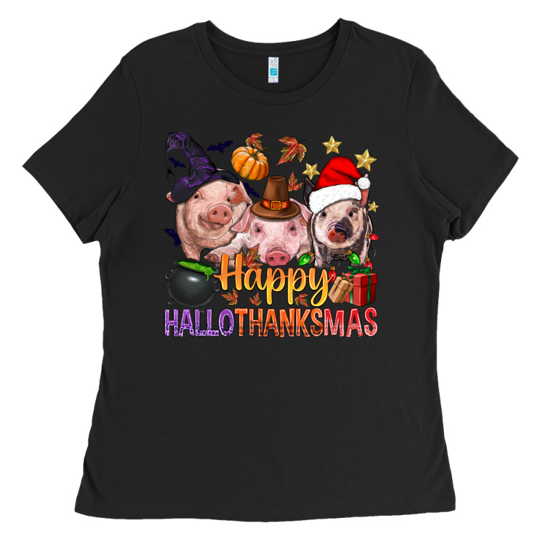 Happy Hallothanksmas Pigs Ladies Tee by BundleAndBundleShop | Teevron